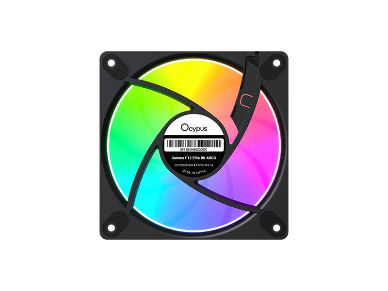 Вентилятор для корпуса Ocypus Gamma F12 Elite BK ARGB, 120x120x25mm, 4-PIN PWM, 600-1800 RPM, 26 DBA MAX, HYDRO BEARING