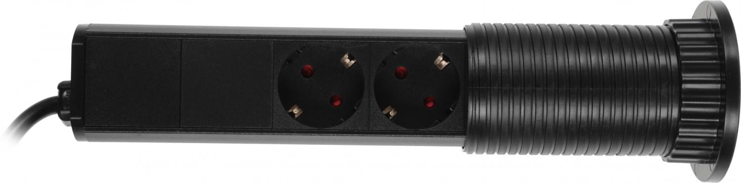 Сетевой разветвитель Premier 3R USB 1.8м (3 розетки) черный (коробка)