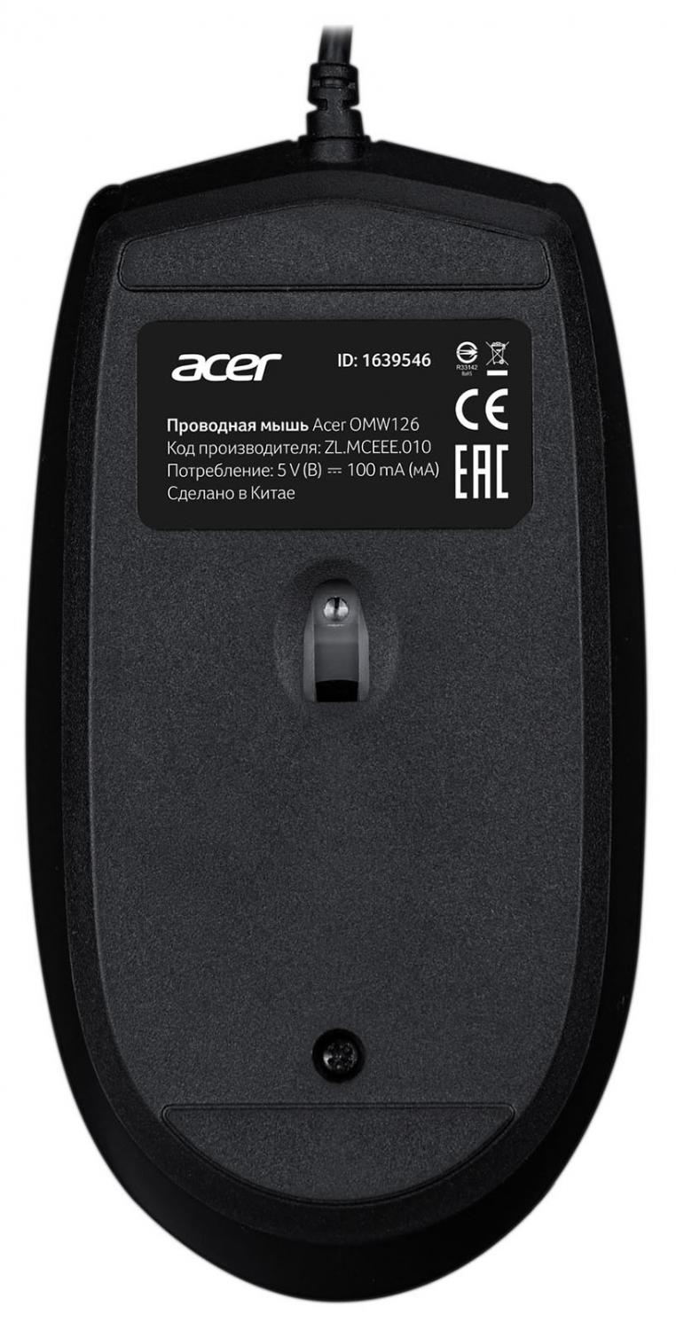 Мышь Acer OMW126 черный оптическая 1200dpi USB 3but (ZL.MCEEE.010)