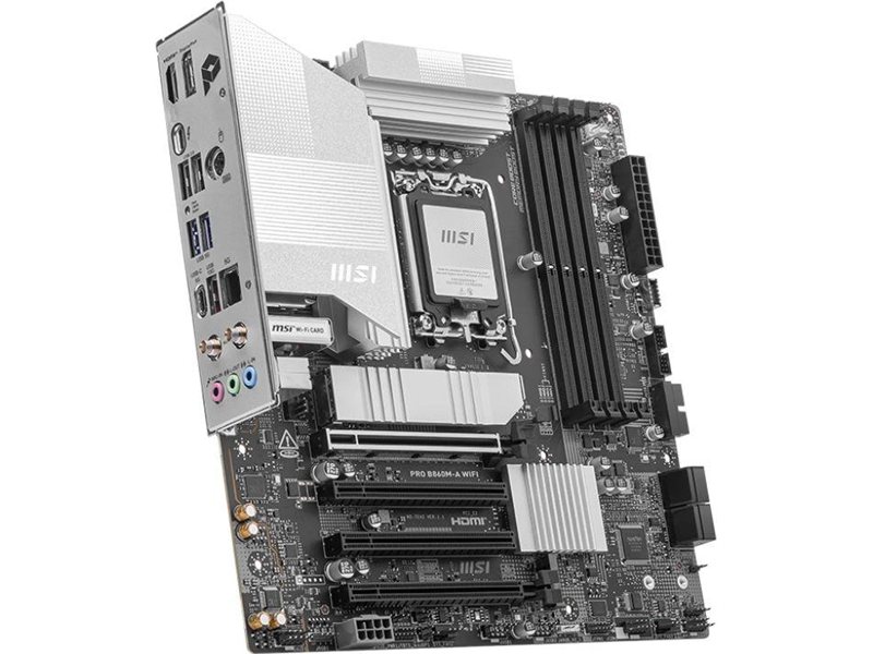 Материнская плата MSI PRO B860M-A WIFI Soc-1851 Intel B860 4xDDR5 mATX AC`97 8ch(7.1) 5Gigabit RAID+HDMI+DP