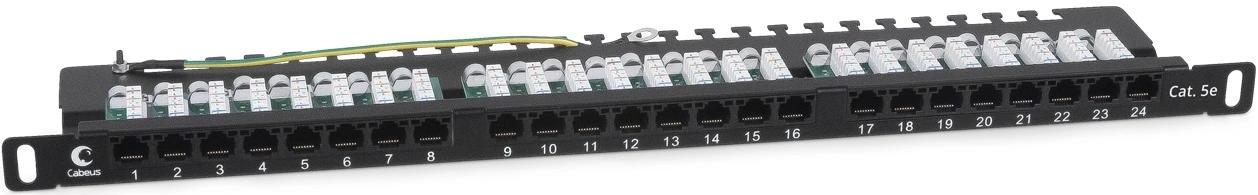 Патч-панель Cabeus PLHD-24-CAT.5E-DUAL-90-0,5U 19" 0.5U 24xRJ45 кат.5E UTP
