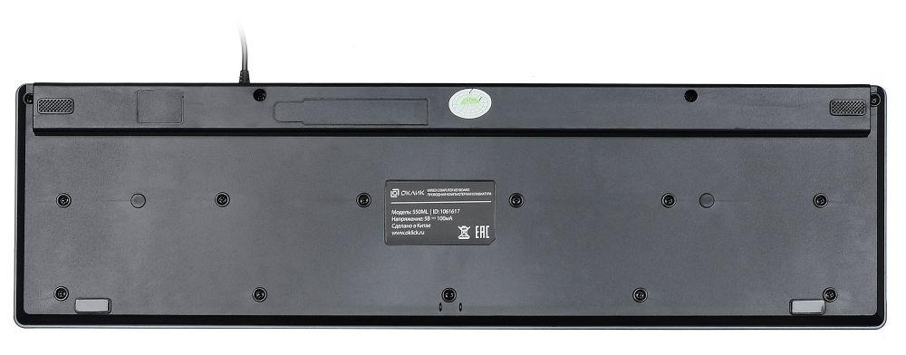 Клавиатура Оклик 550ML черный USB slim Multimedia LED (1061617) кабель 1.5м