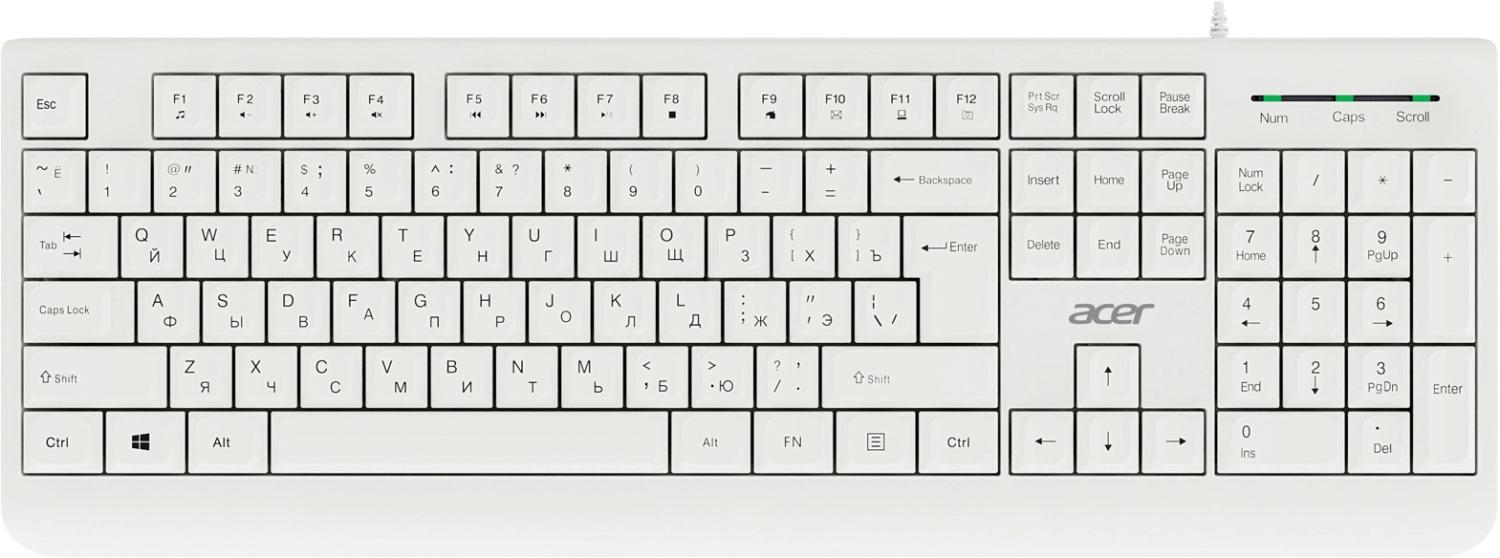 Клавиатура + мышь Acer OCC400 клав:белый мышь:белый USB (ZL.ACCCC.014)