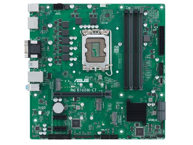 Материнская плата ASUS PRO B760M-CT-CSM, LGA1700, B760, 4*DDR5, 4*SATA, 2*M.2, 2*USB 3.2, 2*USB 2.0, 1*PCIx16, 2*PCIx1, DP+HDMI+VGA, mATX; 90MB1DY0-M1EAYC