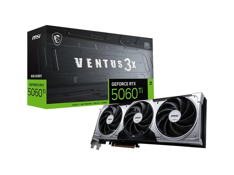 Видеокарта MSI NVIDIA GeForce RTX 5060 Ti 8 ГБ VENTUS 3X (GeForce RTX 5060 Ti 8G VENTUS 3X OC)