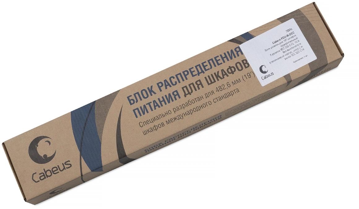 Блок распределения питания Cabeus PDU-8I-2IEC гор.размещ. 8xC13 10A IEC-320-C14 2м