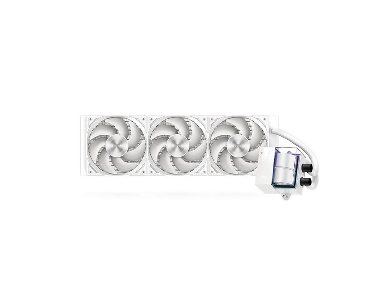 Система охлаждения/ Water Cooling System PCCooler DS360 WH (310W, 360mm, LED temp., White, ARGB Pump/ Fans: 3x120mm, 86.73CFM, 28dBA, 2200RPM/ Pump height 67mm, 28dBA, 3200RPM, Rad thickness 27mm/ S: 1851, 1700, 1200, 20XX, 115X, AM5, AM4)