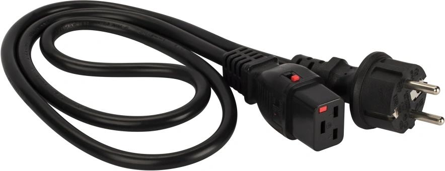 Шнур питания Lanmaster LAN-PP19L/SH-3.0-BK C19-Schuko проводник.:3x1.5мм2 3м 220В 16А черный