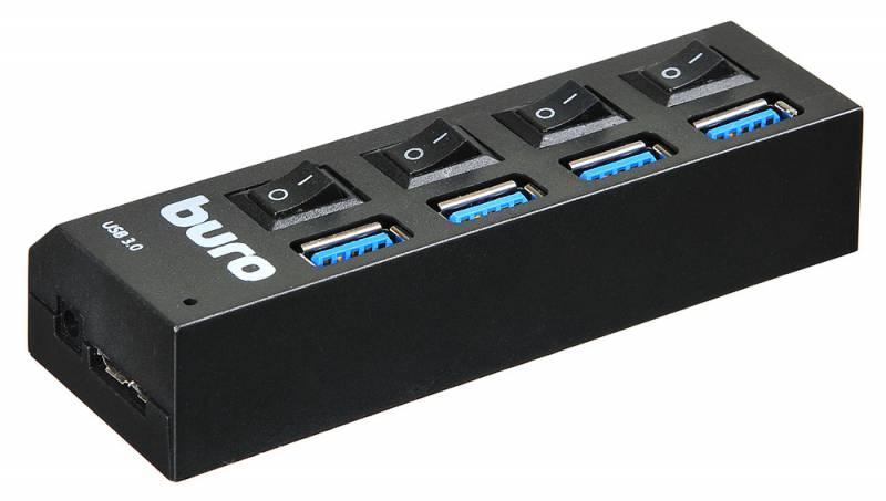 Разветвитель USB 3.0 Buro BU-HUB4-U3.0-L 4порт. черный