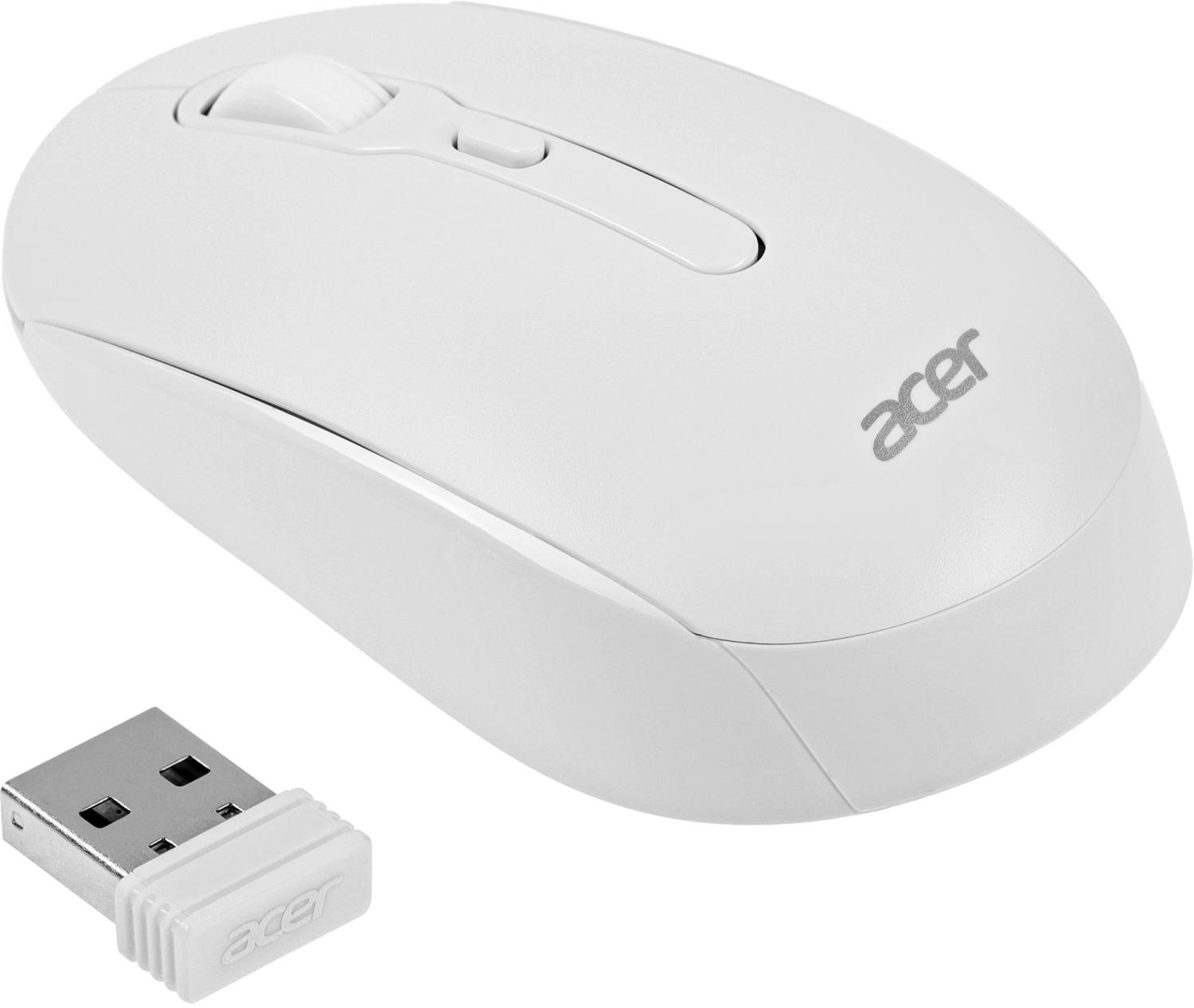 Мышь Acer OMR308 белый оптическая 1600dpi беспров. BT/Radio USB 4but (ZL.MCECC.023)