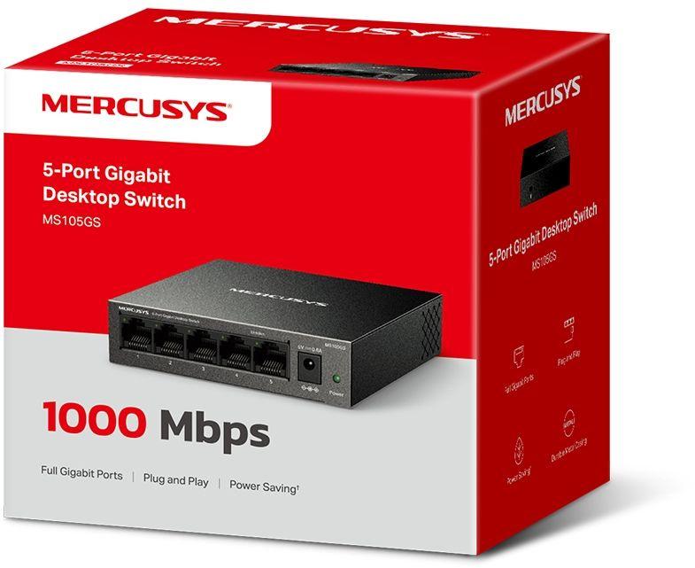 Коммутатор Mercusys MS105GS (L2) 5x1Гбит/с неуправляемый