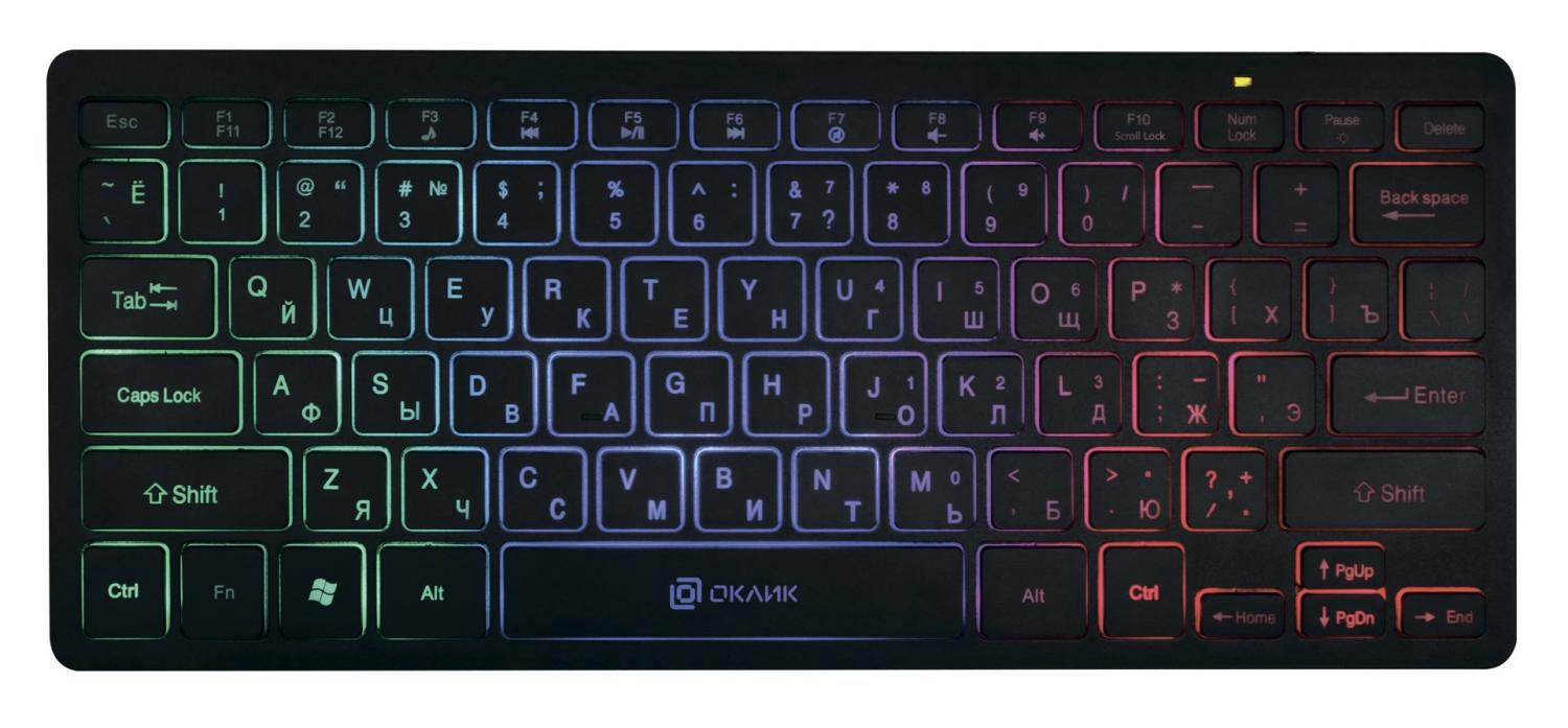 Клавиатура Оклик 300S черный USB slim LED (1696461) кабель 1.6м