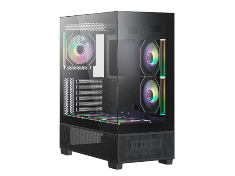 XASTRA Корпус Q500 6ARGB-C10-UC Black ATX/Aquarium/Screewless/ 6x120mm ARGB PWM FM fans/Argb+PWM HUB 10port/ Type-C/ Q500-6FM12A-C10-UC