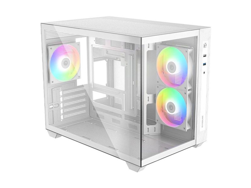 Корпус Case ID-Cooling VIEW 500 ARGB White mATX/win TG/3 fans/Gen2 Type C/CPU 162mm/GPU 407mm/no PSU