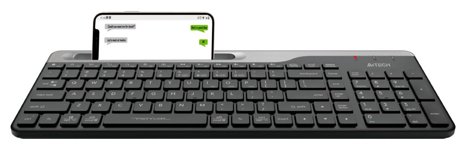 Клавиатура A4Tech FBK25 черный/серый USB беспроводная BT/Radio slim Multimedia (FBK25 BLACK)