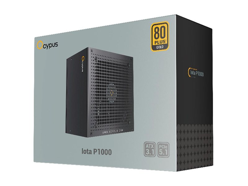 Блок питания ПК/ Power Supply Ocypus Iota P1000, Model P1000-GF, 1000W 80+ Gold (ATX, 3.1, Full modular, 1x24(20+4)pin, 2xCPU 8(4+4)pin, 3xPCIe*2 8(6+2)pin, 1x12V-2x6, 8xSATA3 , Active, 120x120mm, 150x140x86mm, APFC, black)