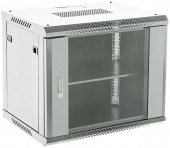 Шкаф коммутационный Rexant (04-0964-111) настенный 9U 600x450мм пер.дв.стекл металл 2 бок.пан. направл.под винты 60кг серый 13.75кг 230град. 368мм IP20 сталь