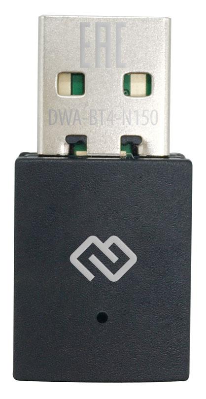 Сетевой адаптер Wi-Fi + Bluetooth Digma DWA-BT4-N150 N150 USB 2.0 (ант.внутр.) 1ант.