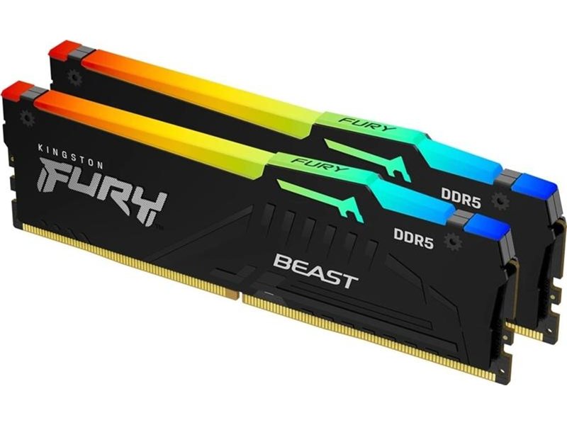 Оперативная память Kingston 64GB 5600MT/s DDR5 CL36 DIMM (Kit 2*32Gb) FURY Beast RGB EXPO