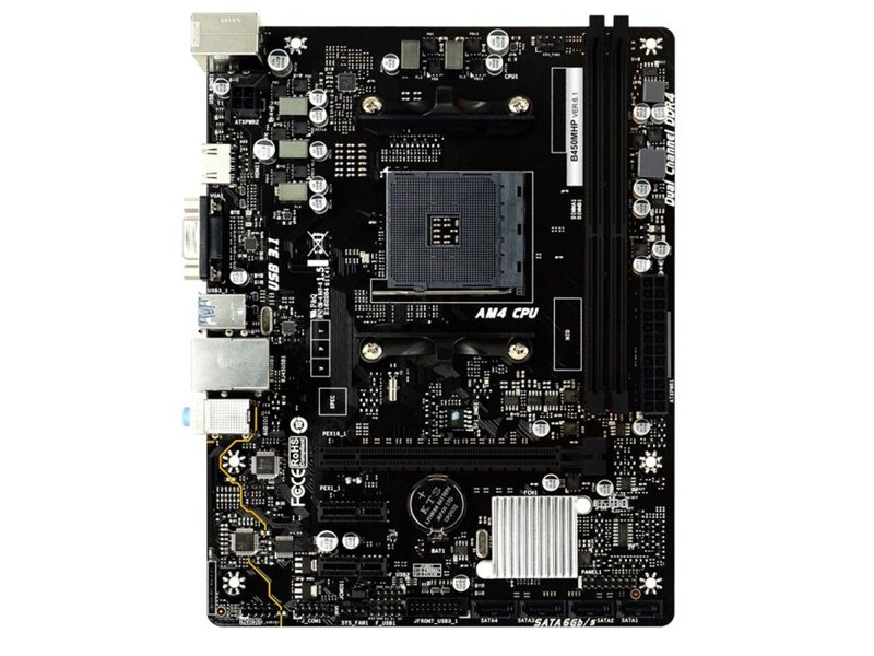 Материнская плата Biostar B450MHP Soc-AM4 AMD B450 2xDDR4 mATX AC`97 8ch(7.1) GbLAN RAID+VGA+HDMI