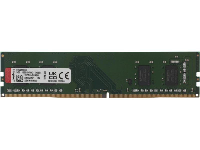 Память DDR4 4Gb 2666MHz Kingston KVR26N19S6/4 VALUERAM RTL PC4-21300 CL19 DIMM 288-pin 1.2В single rank Ret