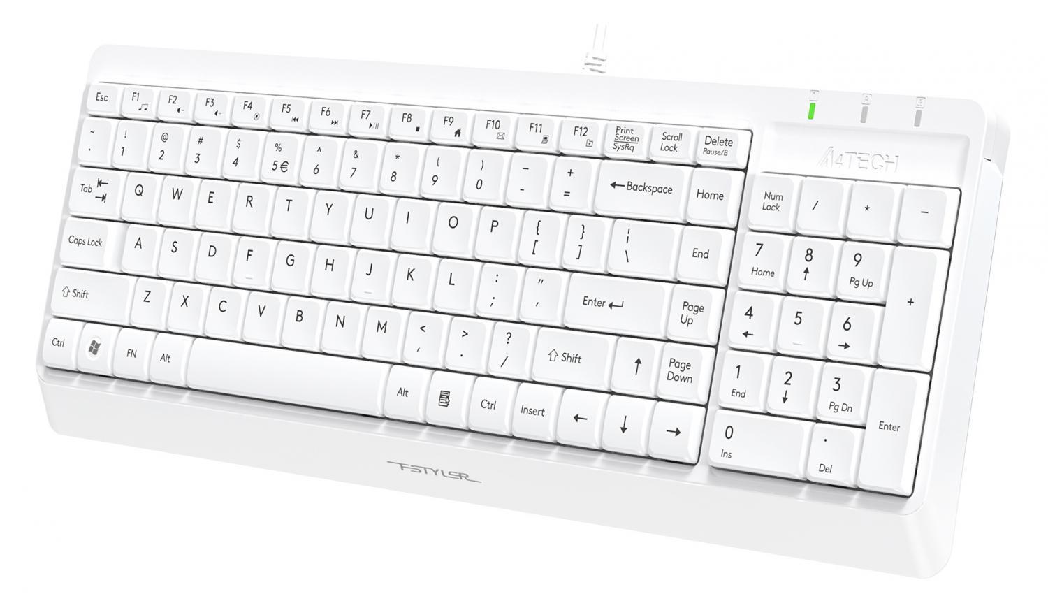Клавиатура + мышь A4Tech Fstyler F1512 клав:белый мышь:белый USB (F1512 WHITE)