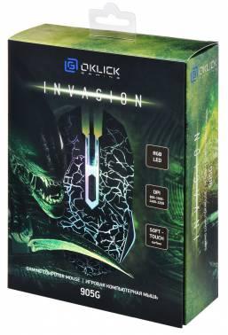Мышь Оклик 905G INVASION черный оптическая 3600dpi USB для ноутбука 6but (405626)
