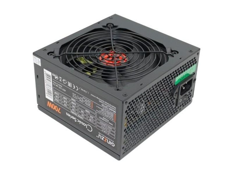 Ginzzu CB700 12CM black,24+4p,2 PCI-E(6+2), 6*SATA, 3*IDE,оплетка MB, кабель питания