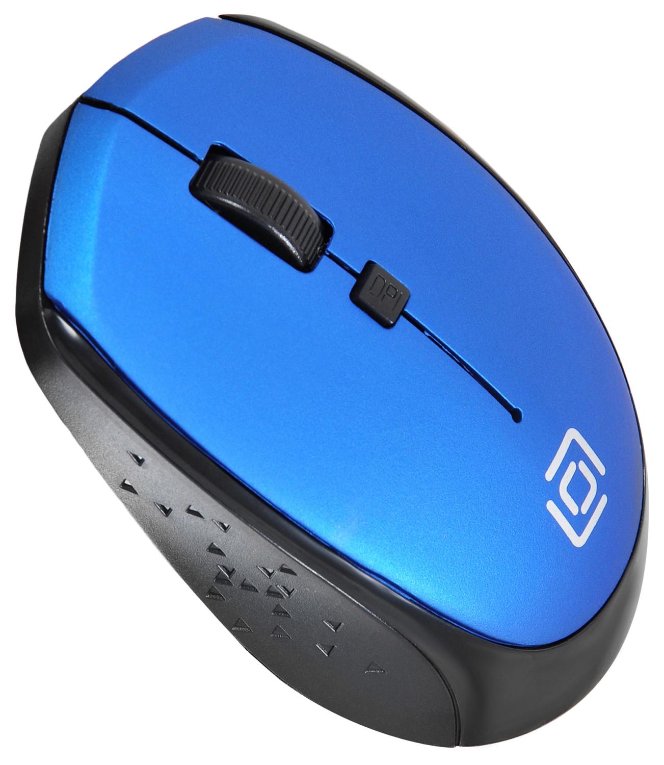 Мышь Оклик 488MW черный/синий оптическая 1600dpi беспров. USB для ноутбука 4but (1196569)