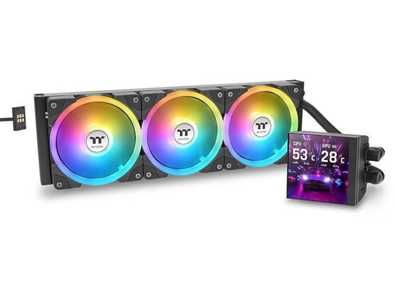 Система водяного охлаждения Thermaltake MAGFloe 360 Ultra ARGB Soc-AM5/AM4/1200/1700/1851 черный 4-pin 30.6-32.5dB Al LCD 355W Ret (CL-W432-PL12SW-A)