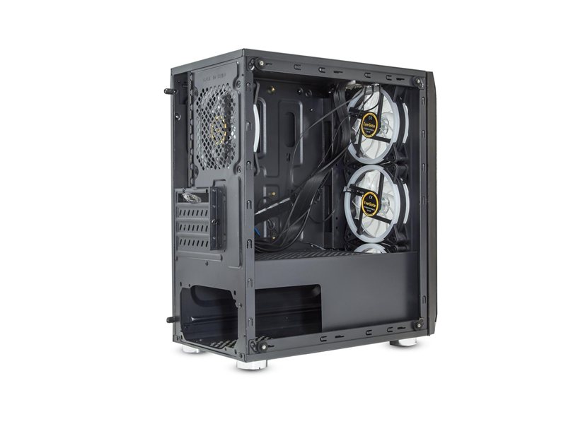 Корпус EXEGATE MINITOWER mATX W/PSU 2xUSB+USB30 аудио черный 4x120mm Fan с RGB подсветкой боковая панель - закаленное стекло Mistery R3 EX294383RUS