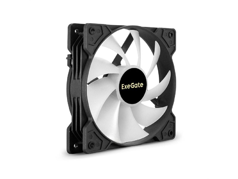 Exegate EX295967RUS Вентилятор 12В DC с подсветкой ExeGate EX12025H3P4PMY-PWM.ARGB (120x120x25 мм, Hydraulic bearing (гидродинамический), 5V ARGB 3pin, 4pin PWM, 1200RPM, ARGB подсветка, 26dBA)