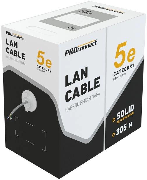 Кабель информационный PROconnect 01-0043-3 кат.5E UTP 4 пары 24AWG PVC внутренний 305м серый