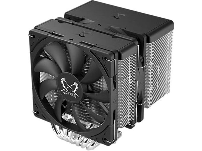 Кулер для процессора/ CPU Cooler Scythe Fuma 3 (230W, 4-pin PWM, 154mm, Al/Cu, 6x6mm, 2x120mm, 39.44/67.62CFM, 23.8/28.6dBA, 1500RPM, S: 1851/1700/1200/115X/2011(v3)/2066, AM5/AM4, silver, black)