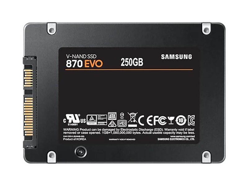 Твердотельный накопитель SSD 2.5" 250Gb Samsung SATA III 870 EVO (R560/W530MB/s) (MZ-77E250B/EU analog MZ-76E250BW, MZ-77E250BW) 1year