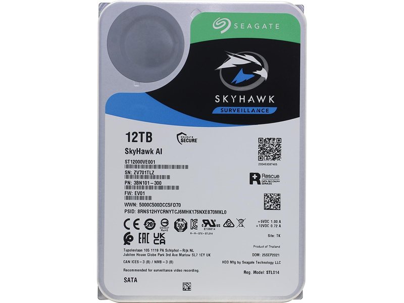 Жесткий диск/ RECERTIFIED HDD Seagate SkyHawk AI SATA 12Tb 7200 6Gb/s 256Mb 1 year warranty RECERTIFIED (replacement WD121PURP)