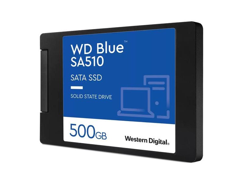 Твердотельный накопитель WD SSD Blue SA510, 500GB, 2.5" 7mm, SATA3, R/W 560/510MB/s, IOPs 90 000/82 000, TBW 200, DWPD 0.2 (12 мес.)