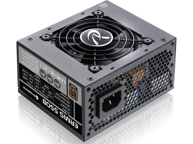 Блоки питания/ Power Supply Raijintek ERMIS 550B, 550W 80+ Bronze (SFX, Non-modular, 1x24(20+4)pin, 1x4+4-pin CPU, 2x6+2-pin PCIe, 3xSATA3, Active, 80x80mm, 125x100x64mm, APFC, black)