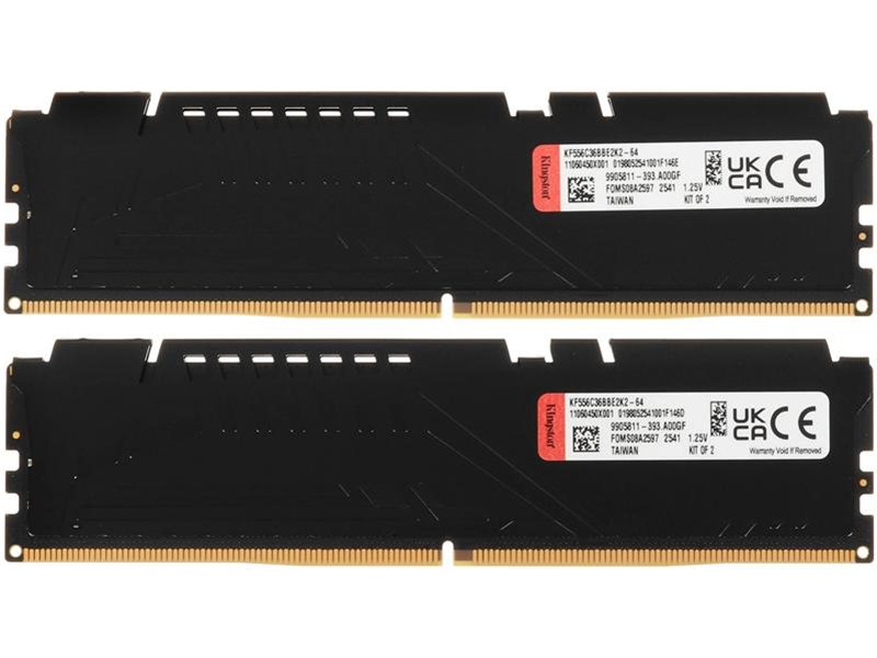 Оперативная память Kingston 64GB 5600MT/s DDR5 CL36 DIMM (Kit 2*32Gb) FURY Beast Black EXPO