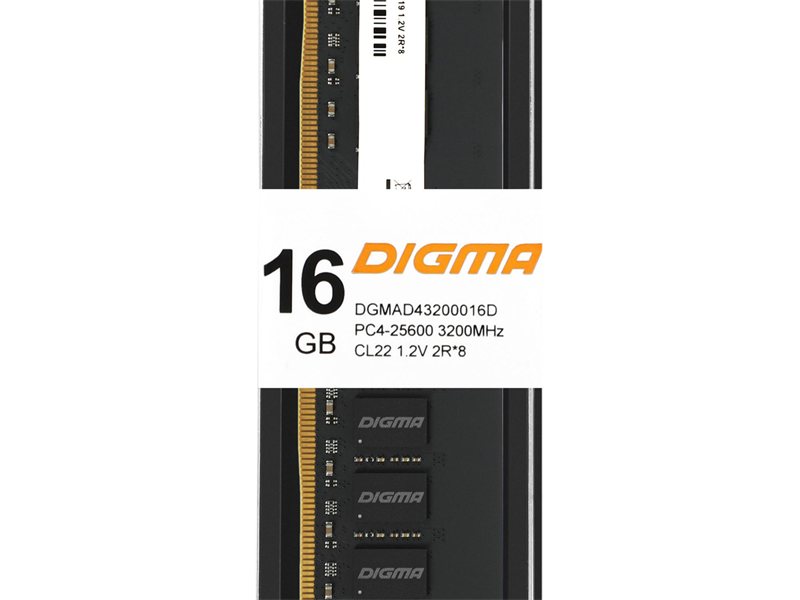 Память DDR4 16GB 3200MHz Digma DGMAD43200016D RTL PC4-25600 CL22 DIMM UDIMM 288-pin 1.2В dual rank Ret