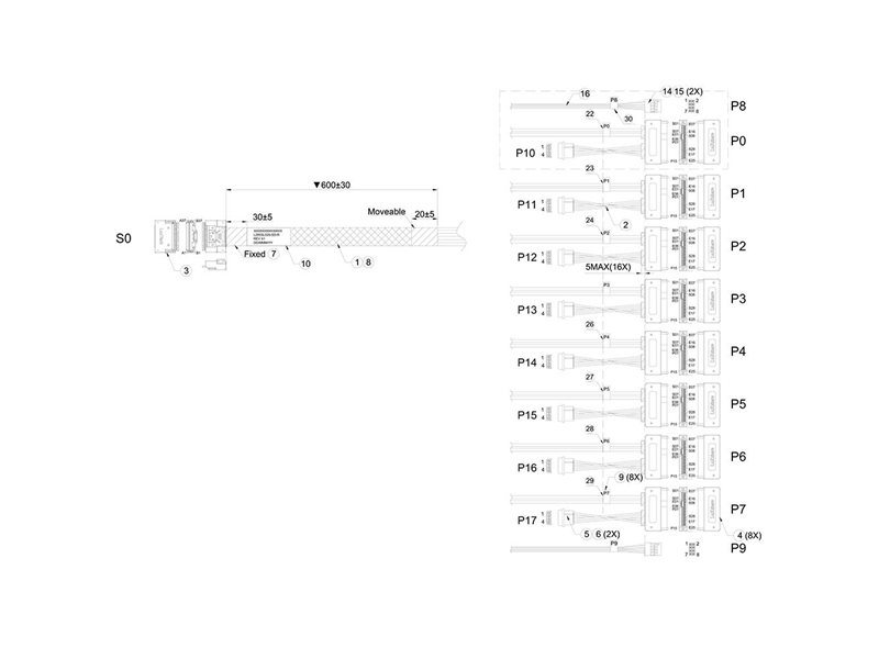 Кабель Luxshare L285SL029-SD-R Slimline SASx8 to 8x U.3 Direct 1M
