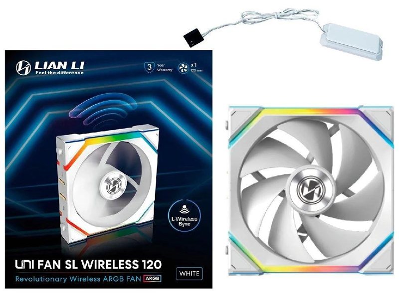 Вентилятор для корпуса Lian-Li Uni Fan SL Wireless 120 ARGB 120х124.5x28 белый 4-pin 28.5дБ (G99.12SL1W1W.R0) Ret