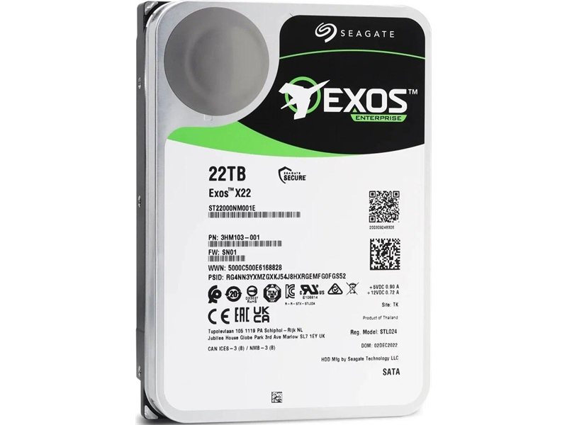 Жесткий диск/ HDD Seagate SATA3 22Tb Exos X22 7200 512Mb 1 year warranty (replacement WD221KRYZ)