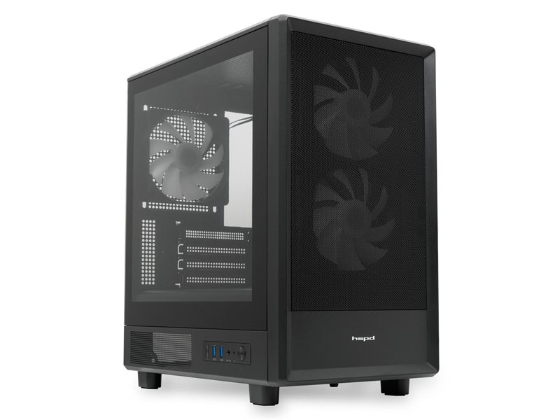 Корпус без блока питания/ Case HSPD M310, Mesh Mini-tower, Black, TG, 0.4 SPCC, 3x120mm ARGB (Orbis F1) mATX, mITX 180/280/160mm 1x2.5", 1x3.5", 4xPCI 2xUSB-A 3.0 452x277x418mm