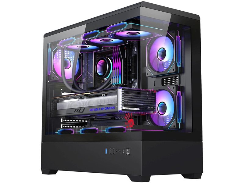 Корпус Bloody CC-128 черный без БП E-ATX 9x120mm 2xUSB2.0 1xUSB3.0 audio bott PSU