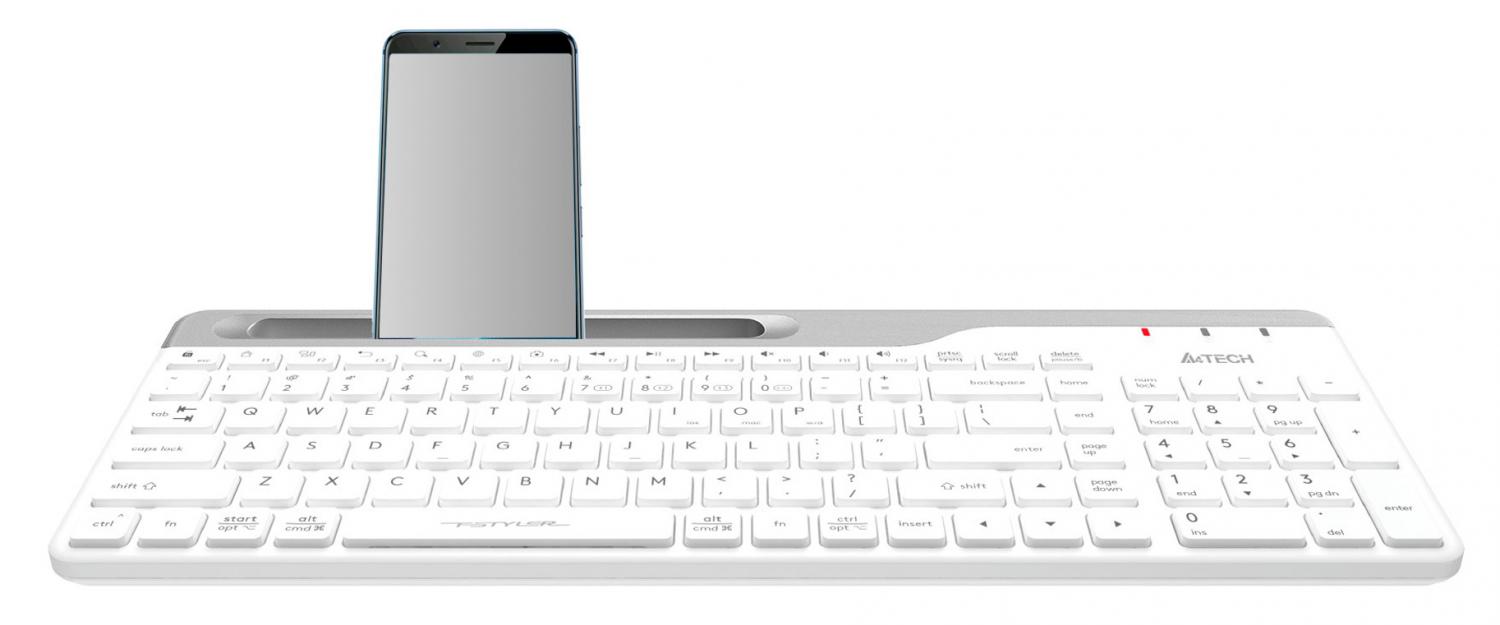 Клавиатура A4Tech FBK25 белый/серый USB беспроводная BT/Radio slim Multimedia (FBK25 WHITE)