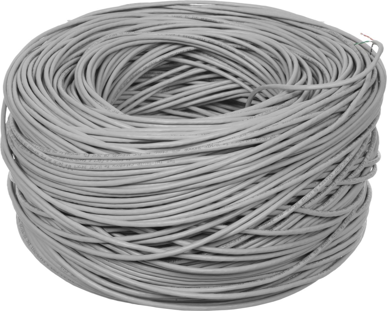Кабель информационный Lanmaster TWT-5EUTP кат.5E UTP 4 пары 24AWG PVC внутренний 305м серый