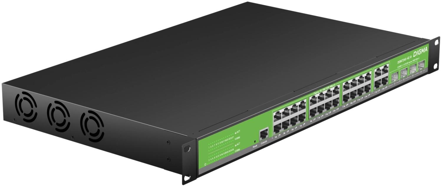 Коммутатор Digma DSW724G-4C-R (L2+) 24x1Гбит/с 4xКомбо(1000BASE-T/SFP) управляемый