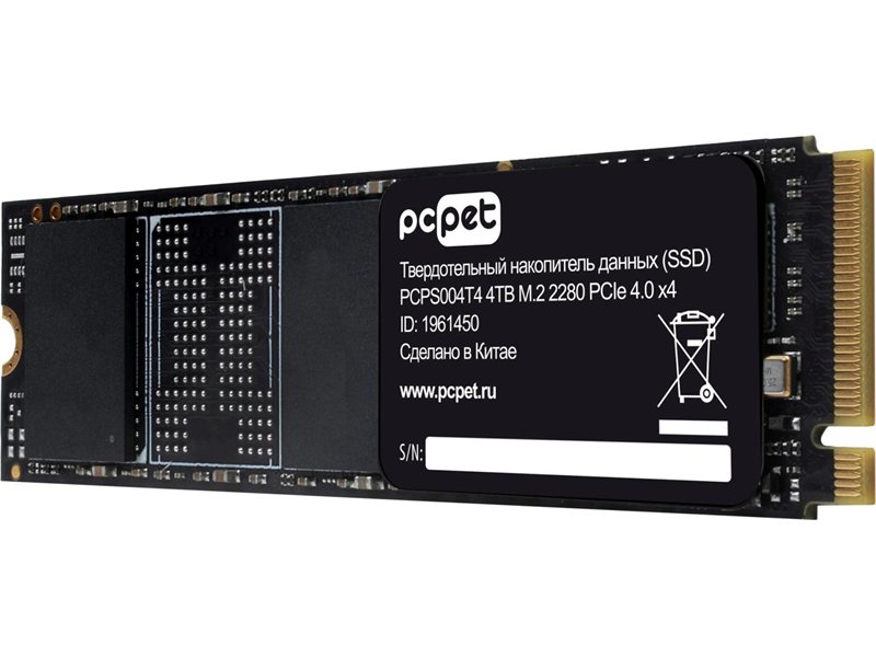 Накопитель SSD PC Pet PCIe 4.0 x4 4TB PCPS004T4 M.2 2280 OEM