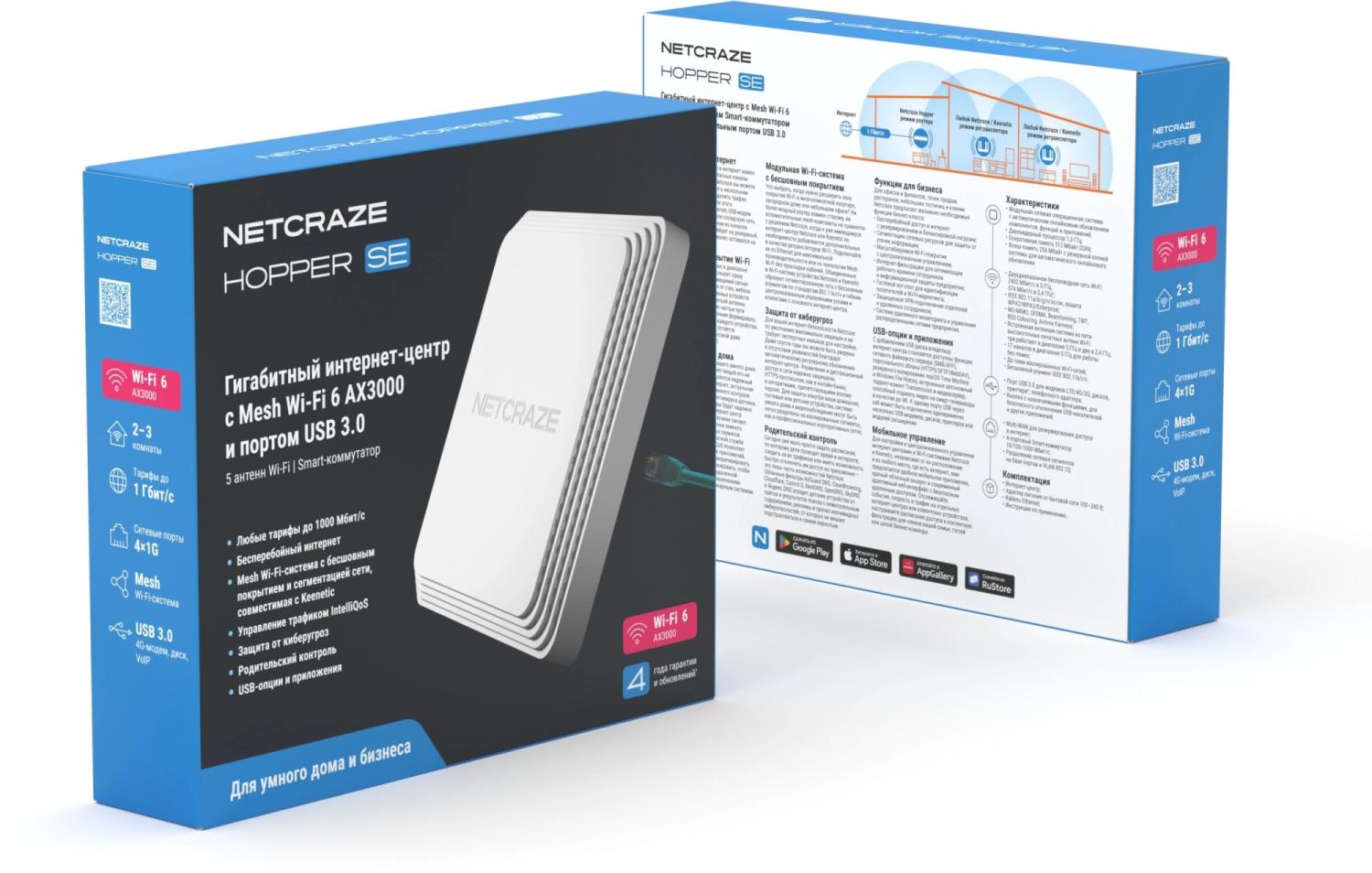 Роутер беспроводной Keenetic Netcraze Hopper SE (NC-3812) AX3000 10/100/1000BASE-TX/4G ready белый
